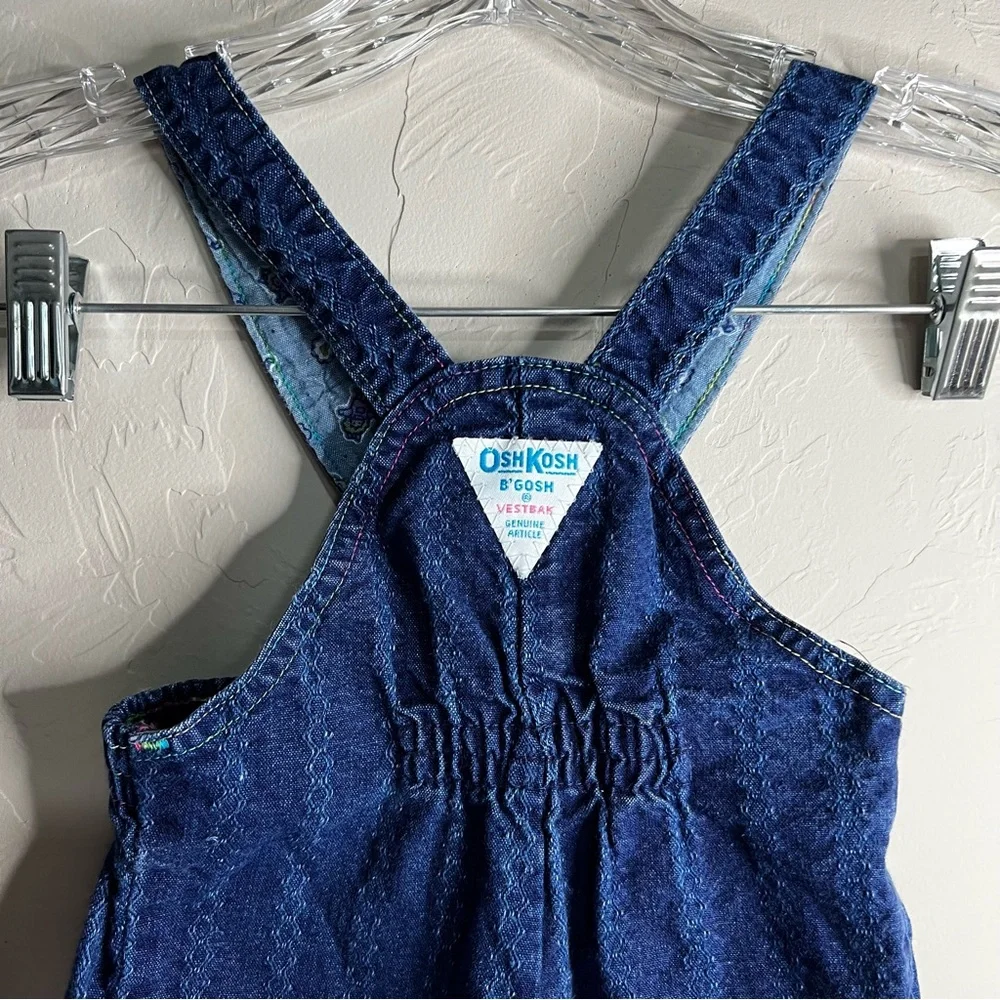 OshKosh B'gosh Vintage 90’s Rainbow Stitching Blue Denim Vestbak Bib‎ Overalls